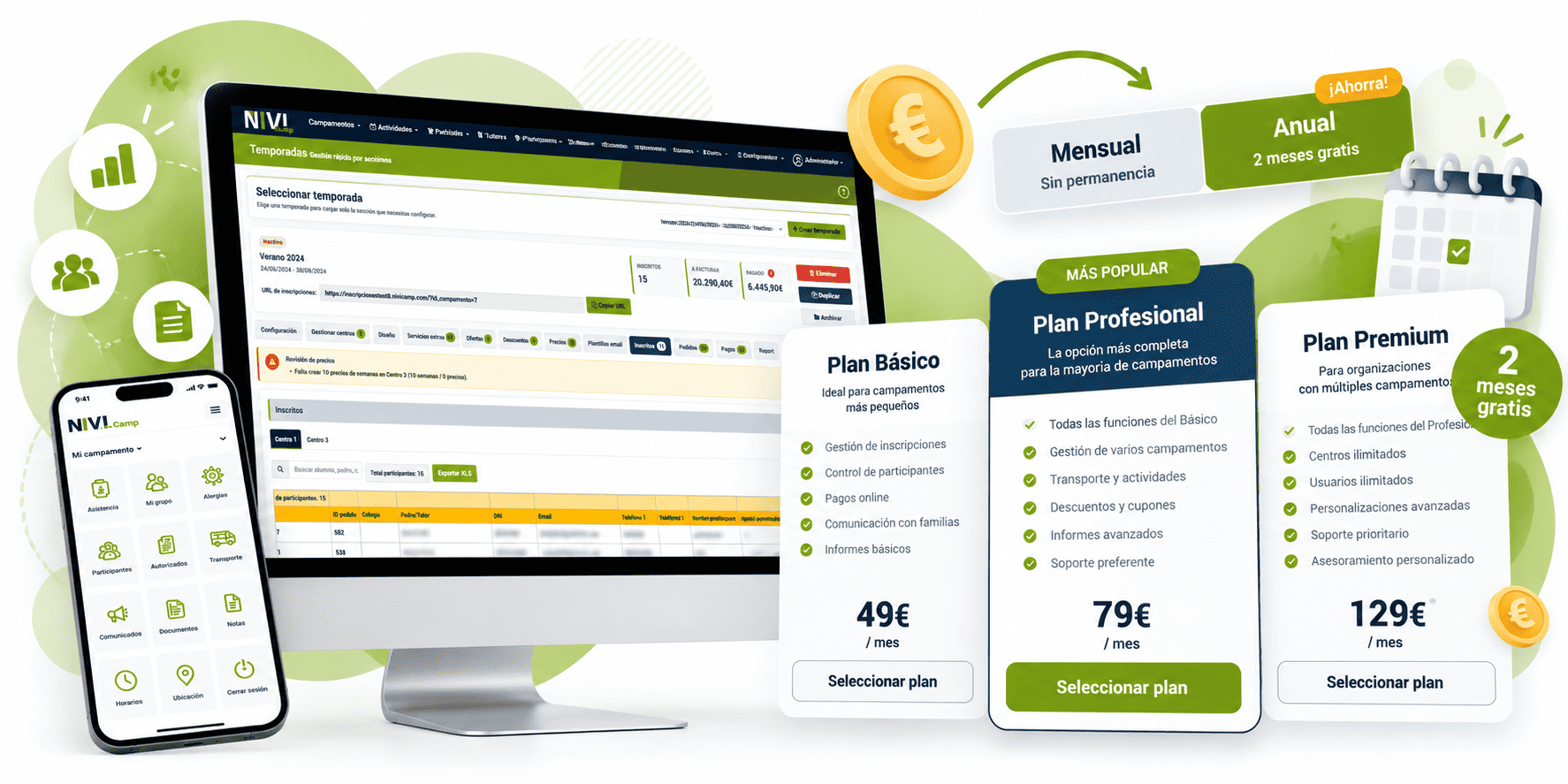 contratar Planes que se adaptan a tu campamento software