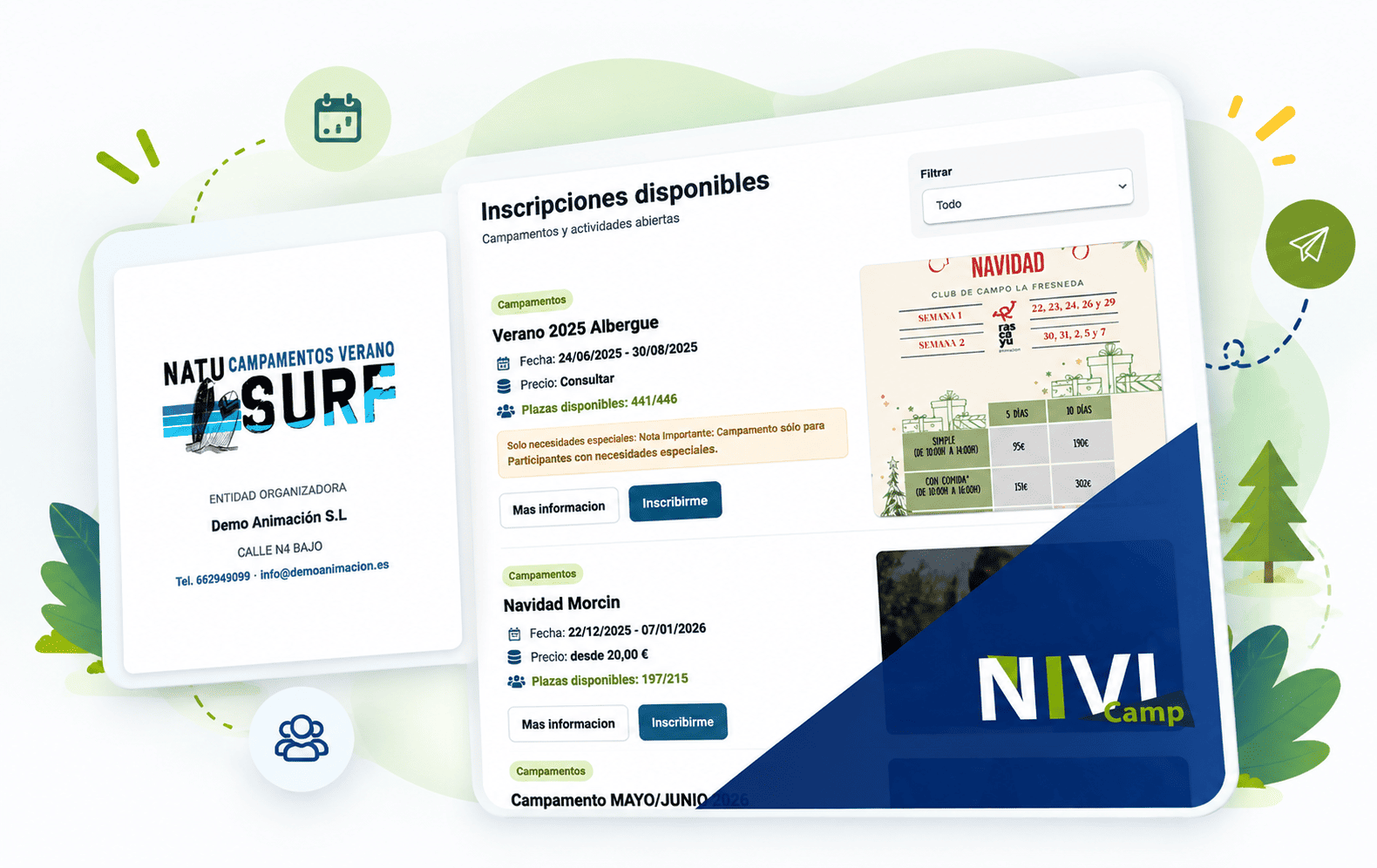 Formularios para inscripciones de campamentos y actividades