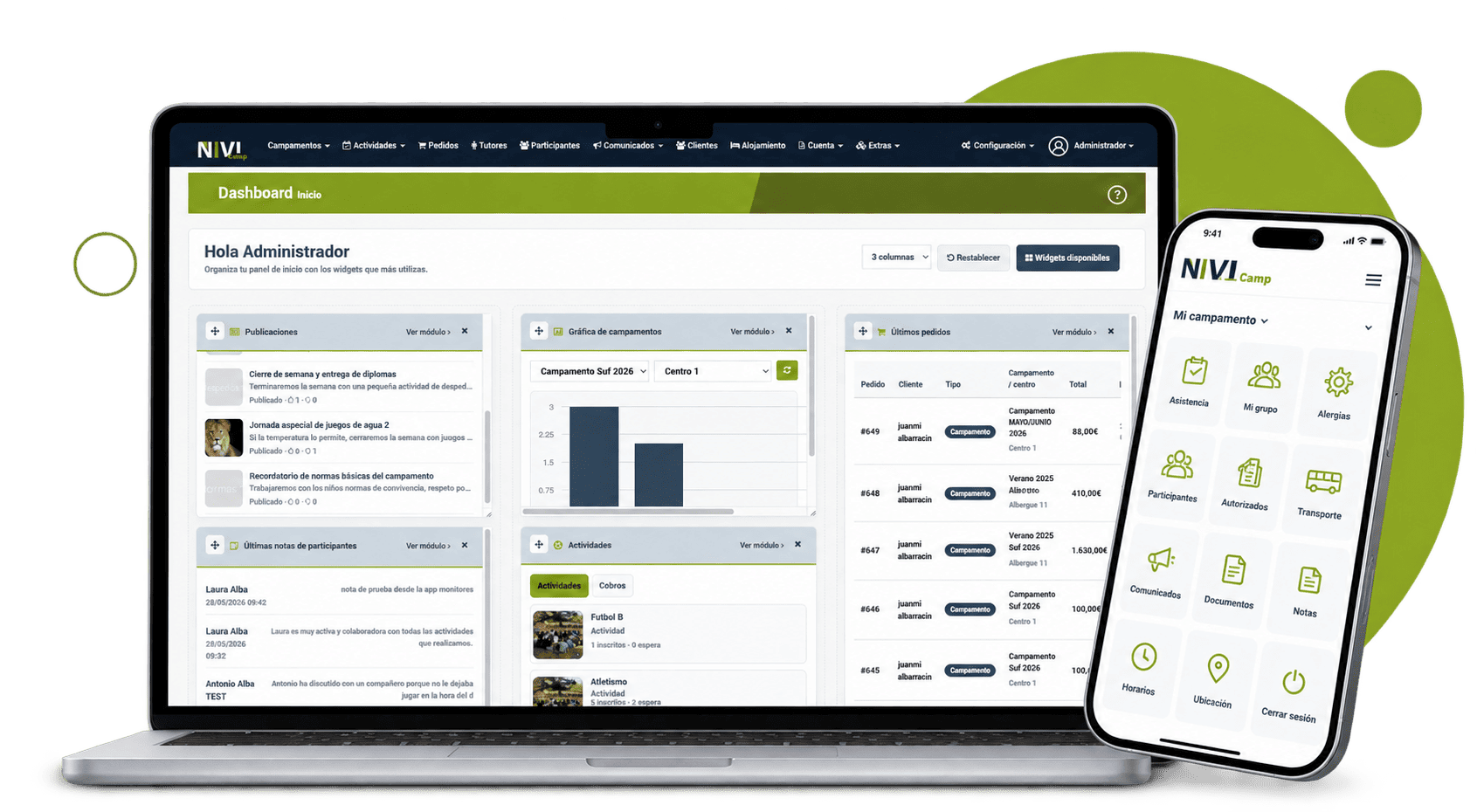 Software de gestión de campamentos